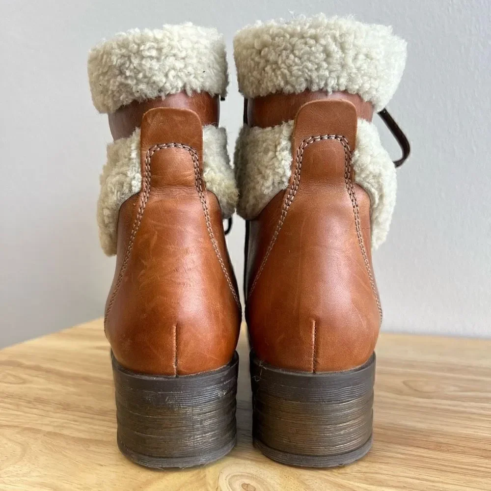 Dromedaris Leather Lace Up Ankle Boots- Kara Shearling Women’s EU 41 US 11